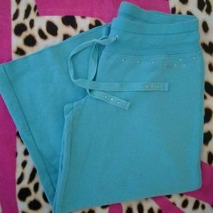 bebe Blue Bling Capri Cutoff Sweatpants